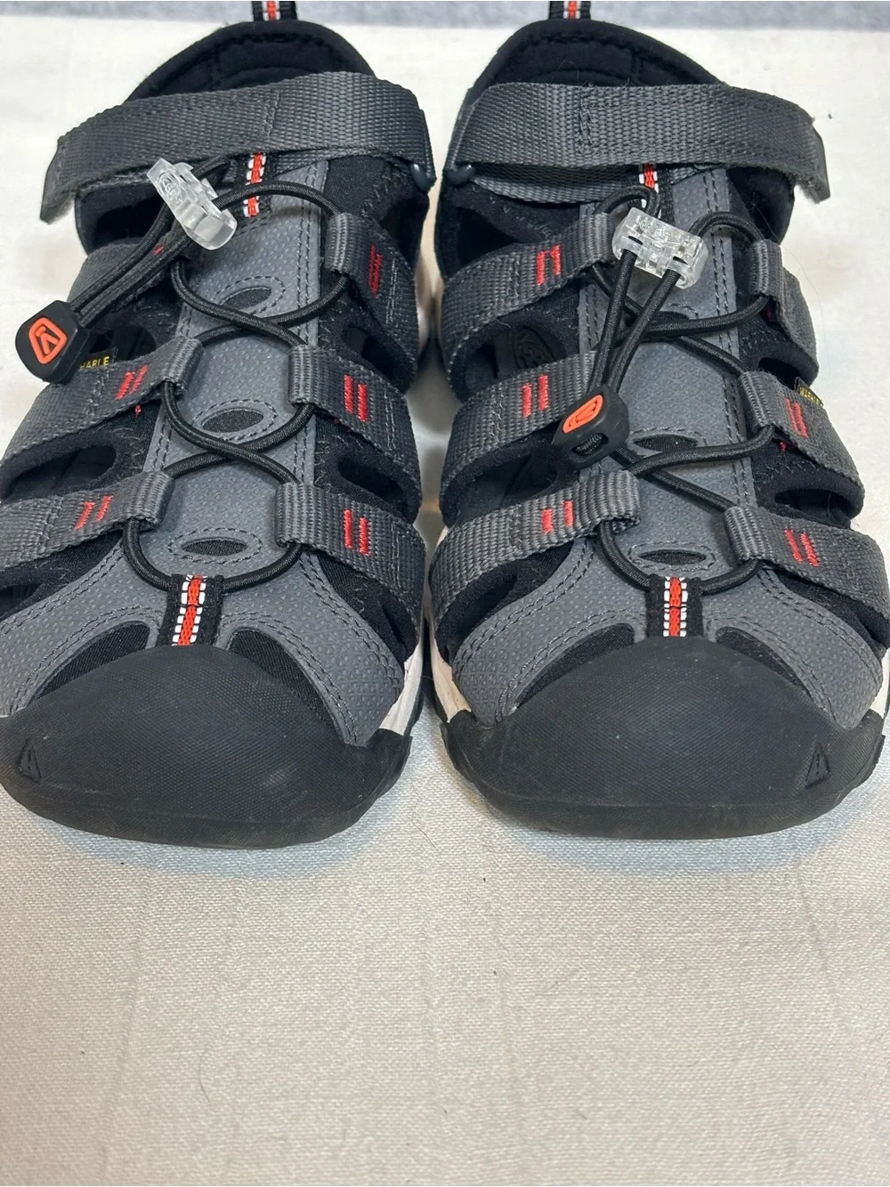 KEEN Unisex Child Newport Neo H2 Closed Toe Water Sandals-Gray/Orange-Youth 5